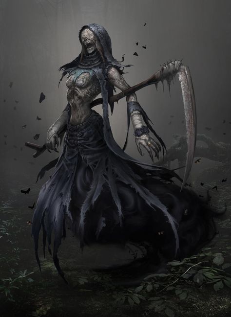 Female Grim Reaper, Dark Spirit, Fantasy Writer, Dark Souls Art, Fantasy Monster, Horror Characters, Fantasy Rpg, 판타지 아트, Grim Reaper