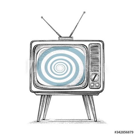 Twilight Zone Drawing, Static Tv Tattoo, Retro Tv Drawing, 90s Pakistan, Object Drawings, Tv Tattoo, Spiral Tattoos, Super Mario Coloring Pages, Art Eras