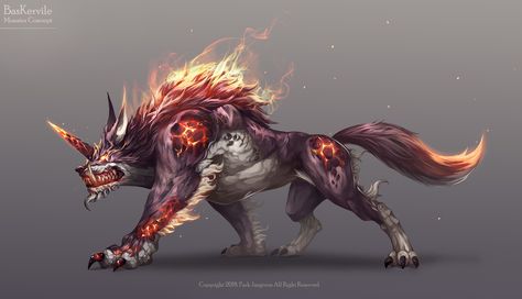 An idea for a creature pet for the game. Black Dragon Emperor, Wolf Monster, Fire Wolf, Dragon Emperor, Male Oc, Pixel Art Characters, Fantasy Beasts, Monster Concept Art, Fire Dragon