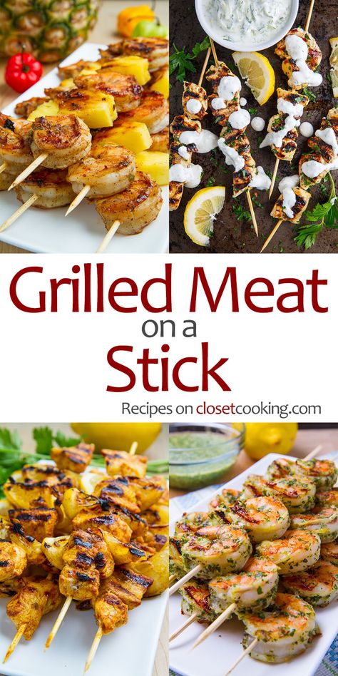 Grilling Recipes Kabobs, Shrimp Kebab, Meat On A Stick, Grilled Kabob Recipes, Closet Cooking, Grilling Kabobs, Meat Skewers, Bbq Pork Ribs, Grilled Meat Recipes