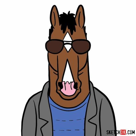 Bojack Horseman Painting Ideas, Bojack Horseman Drawing Easy, Bojack Horseman Sketch, Bojack Drawing, Bojack Horseman Drawing, Bojack Horseman Art, Base Sketch, Light Sketch, Graffiti Drawings