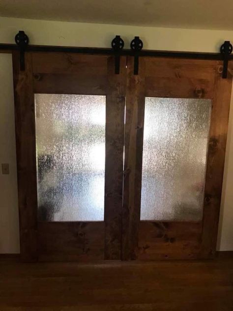 Old Shower Door Repurpose, Repurposed Shower Doors, Repurpose Shower Doors, Glass Shower Tub, Armoire Repurpose, Glass Pocket Doors, Stall Door, Barn Stalls, Warehouse Conversion