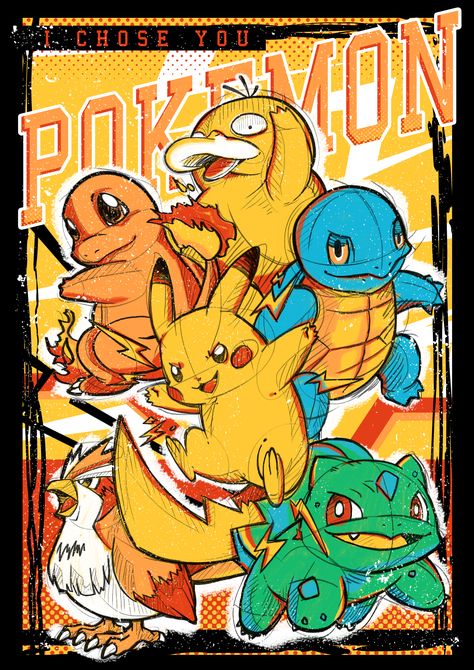 Pokemon Shirt Design, Pokemon Graphic Design, Pokémon Illustration, Pokemon Cover, Pokemon Graphic, Pokemon Indigo League, Pokemon Challenge, Pokemon Painting, T Shirt Pokemon