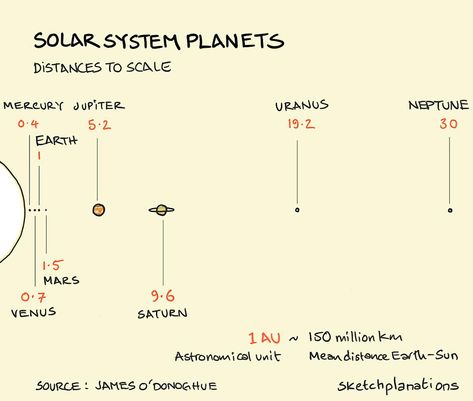 Solar system planets — distances to scale

It’s pretty hard to get to grips with the scale of the solar system when Venus, the closest planet, feels really far already. But we’re practically squished together compared to Uranus and Neptune — they are a really, really, really long way away. 

You can find this sketch, lovingly polished, in the book Big Ideas Little Pictures. Uranus And Neptune, Markers Drawing, Solar System Planets, Art Markers, The Solar System, Big Ideas, Hard To Get, Solar System, Astrology