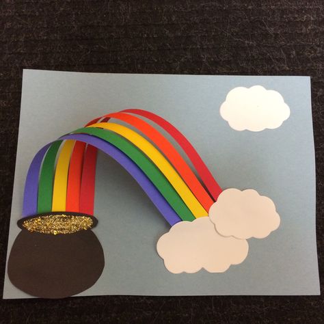 Pot Of Gold Picture, Pot Of Gold At The End Of The Rainbow, Rainbow Pot Of Gold Craft, Rainbow With Pot Of Gold, Pot Of Gold Craft, Pot Of Gold Rainbow, Rainbow Pot Of Gold, Saint Patricks Day Art, March Crafts