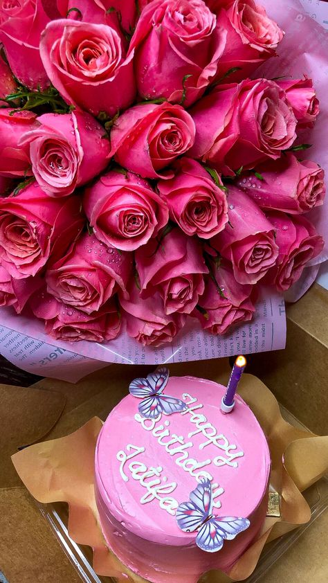 #birthday #cake #birthdaycake #flowers #pink #Latifa Pink Birthday Cakes, Pink Birthday, Flowers Pink, Happy Birthday To You, Are You Happy, Birthday Cake, Happy Birthday, Cake, Birthday