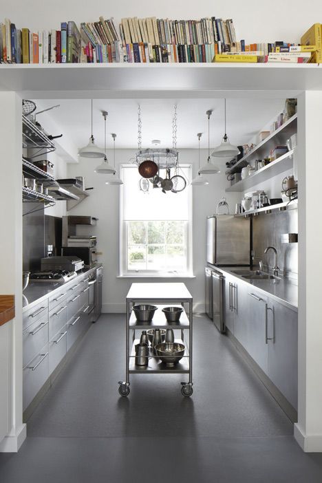 Eaton Terrace by Orange Project Restaurant Kitchen Design, Stainless Steel Kitchen Island, Commercial Kitchen Design, Bakery Kitchen, Industrial Kitchen Design, Galley Kitchens, Stainless Kitchen, Galley Kitchen, Industrial Kitchen