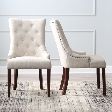 Belham Living Thomas Tufted Tweed Dining Chairs - Set of 2 Fabric Dining Room Chairs, Ikea Sofas, Set Meja Makan, Parsons Dining Chairs, Tufted Dining Chairs, Plywood Furniture, Chaise Design, Wood Dining Chairs, Best Dining