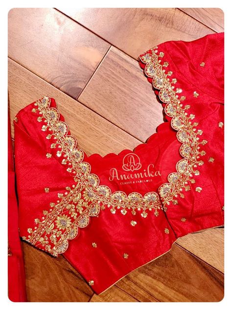 Red Silk Blouse Work Designs, Red Colour Blouse Designs For Silk Saree, Work Blouses Maggam Latest, Maggam Works Latest Designs, Latest Maggam Work Designs, Simple Aari Work Blouse Design, Simple Aari Work Blouse, Blouse Design Aari Work, Simple Aari Work