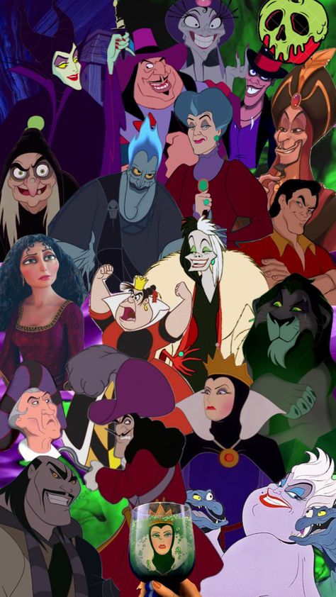 Evil Disney Characters, All Disney Villains, Disney Halloween Movies, Best Halloween Movies, Wallpaper Vibes, Movies Art, Evil Disney, Disney Characters Wallpaper, Villain Character