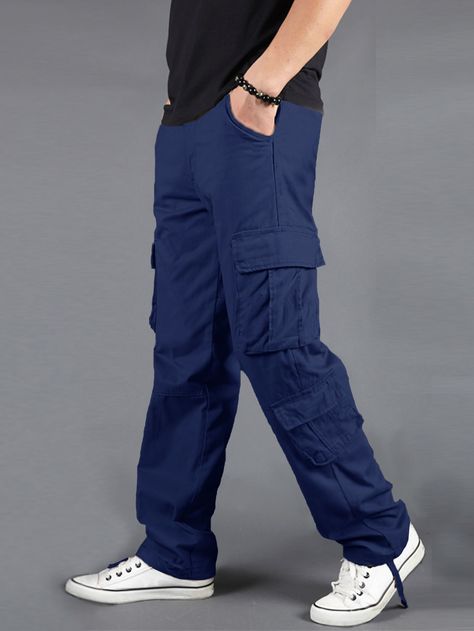 Navy Blue Street   Polyester Plain Cargo Pants Embellished Non-Stretch Spring/Summer/Fall Men Bottoms Navy Cargo Pants Outfit Men, Blue Joggers Men Outfit, Dark Blue Cargo Pants Outfit Men, Navy Blue Cargo Pants Outfit Men, Blue Cargo Pants Outfit Men, Blue Cargos, Navy Blue Cargo Pants Outfit, Mens Cargo Pants Outfit, Blue Cargo Pants Outfit