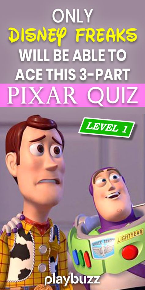 Try your hand at the first level of this Pixar quiz series. We've all seen the movies, but how much do we actually remember about them? #PlaybuzzQuiz #DisneyQuiz #PixarQuiz Disney Trivia Movie Trivia Disney Quizzes Trivia, Movie Quiz Questions, Disney Movie Quiz, Disney Trivia Questions, Disney Movie Trivia, Movie Trivia Quiz, Book Quizzes, Movie Trivia Questions, Disney Trivia