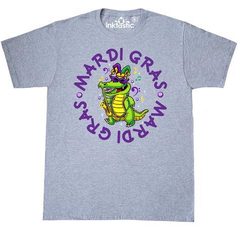 Mardi Gras 2021 Party Alligator T-Shirt Athletic Heather $19.99 www.homewiseshopperkids.com Funny Alligator, Mardi Gras Float, Jester Hat, Mardi Gras Decorations, Celebration Day, Mardi Gras Party, Mardi Gras Gifts, Pet Shirts, Personalized Grandma