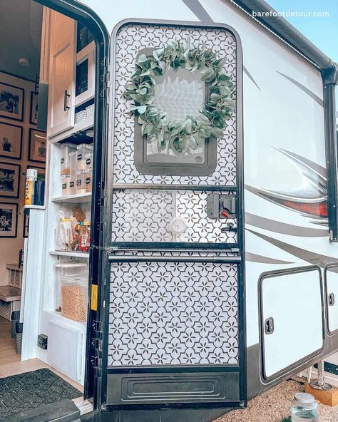 Campsite decoration is not just to add curb appeal to your RV, it helps us create a beautiful outdoor area! Campsite Decorating Ideas, Camper Organization Rv Living, Campsite Decorating, Motorhome Remodel, Glamper Camper, Add Curb Appeal, Rv Interior Remodel, Camper Interior Design, Rv Door