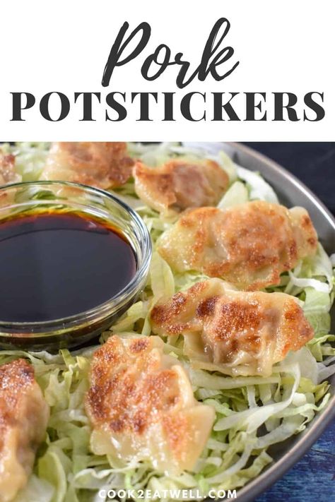 Pork potstickers are delicious and easy to make at home. In this recipe, they're filled with a combination of ground pork, ginger, green onions, garlic and soy sauce. Then, they're pan fried until golden brown and steamed to finish cooking. Not only are these potstickers really yummy, they're beautiful too! #porkpotstickers #dumplings #takeout What To Make With Ground Pork, Pork Potstickers, Pork Pot Stickers, Protein Dinners, Potstickers Recipe, Ground Pork Recipes, Asian Beef, Pot Stickers, Easy Pork