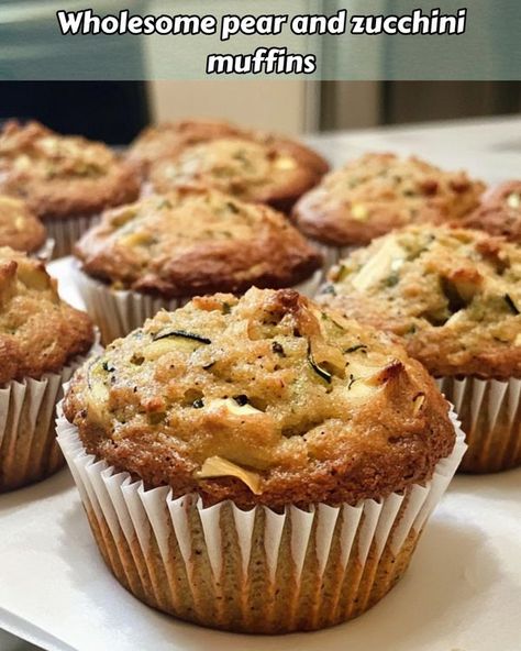 Recipes Eaters - Wholesome Pear and Zucchini Muffins... Grated Zucchini, Cookie Brownie Bars, Pear Recipes, Zucchini Muffins, Brownie Bar, Brownie Cookies, Whole Wheat Flour, Whole Wheat, Rolled Oats