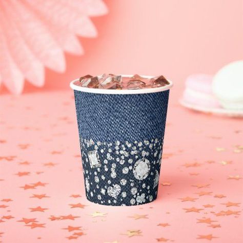 $1.85 | Denim & Diamonds Blue Jean Bling Birthday Party Pa #wedding, bridal, baby, shower, sweet-16, hearts, jewels, jewelry, fashion, beauty Bling Birthday Party, Baby Boy Centerpieces, Diamonds And Denim Party, Denim Diamonds, Custom Plastic Cups, Dinner Party Gifts, Denim Party, Diamond Party, 55th Birthday