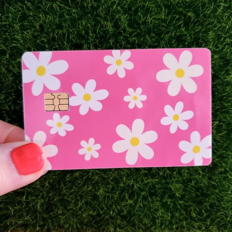 Coquette Pink Daisy Credit Card Sticker Cute Credit Card Design, Pink Credit Card, Debit Card Skin, Daisy Sticker, Credit Card Stickers, Credit Card Sticker, Credit Card Design, Card Stickers, Pink Daisy