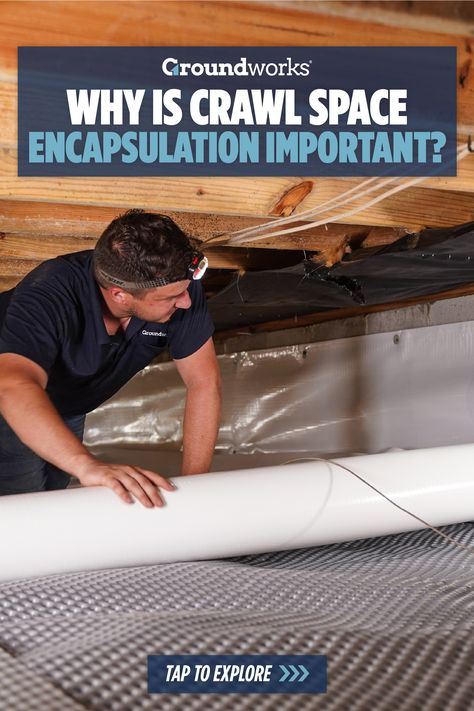 Your crawl space may be out of sight, but it's crucial for your home's health! Encapsulation provides:
1️⃣ Structural support 
2️⃣ Improved air quality 
3️⃣ Pest prevention 
4️⃣ Energy efficiency 
5️⃣ Protection for utilities
Learn more about the benefits of crawl space encapsulation and how Groundworks can help! 💪
#CrawlSpaceEncapsulation #HomeHealthMatters #GroundworksPride | https://ground.works/4e9Dj6Y Crawlspace Encapsulation Diy, Crawl Space Ventilation, Crawl Space Repair, Crawl Space Encapsulation, Crawl Space Foundation, Wet Basement, Pest Prevention, Foundation Repair, Waterproofing Basement