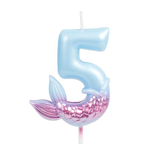 PRICES MAY VARY. 🧜‍♀️BIRTHDAY CANDLES INFORMATION🧜‍♀️ : Comes with 1 pieces Mermaid Theme Birthday Candle with Number 5. The number candles size is approx. 5 cm/ 1.97 inches in length, total length (include the candle pick) is approx. 11.5 cm/ 4.7 inches, proper size as cake topper decoration for most birthday and wedding cake. 🧜‍♀️SAFE MATERIAL🧜‍♀️: Our mermaid birthday decorations are made of environmentally friendly materials, safe and odorless, suitable for birthday cakes of any size or Candles For Cake, Purple Birthday Cake, Cake Toppers Birthday, Ariel Birthday Party, Purple Cakes Birthday, Mermaid Birthday Decorations, Number Candles Birthday, Mermaid Birthday Party Decorations, Mermaid Theme Birthday Party