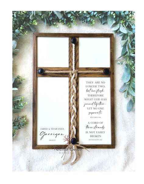 Unity Ceremony Braid, Cross Sign, Special Walnut Stain, Unity Sand Ceremony, Cord Of Three Strands, Unity Sand, Vow Renewal Ceremony, Unity Ceremony, Wedding Unity