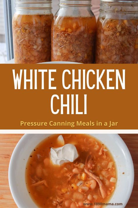 Canning white chicken chili allows you to enjoy the flavor of chicken, white beans, spices, and a comforting, nutritious broth. Use your pressure canner to stock your pantry today with jars of this delicious soup so you can heat it up whenever the craving strikes. Chili Canning Recipe, White Chicken Chilli, Chicken Chili Verde, Chicken Chilli, Fast Easy Dinner, Stock Your Pantry, Traditional Chili, Pressure Canner, Chilli Recipes