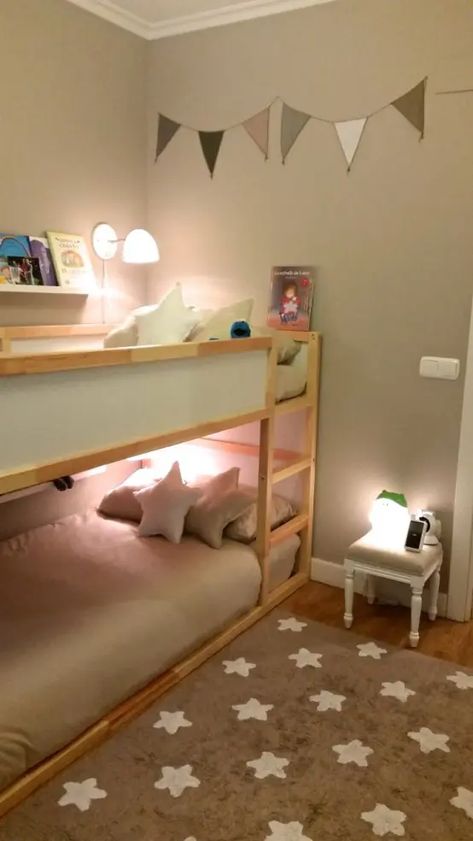 Standart IKEA Kura bed with lights Kids Bedroom Lights, Ikea Bunk Bed, Design Ložnic, Ikea Kura Bed, Small Kids Room, Shared Kids Room, Kura Bed, Ikea Kura, Kids Room Paint