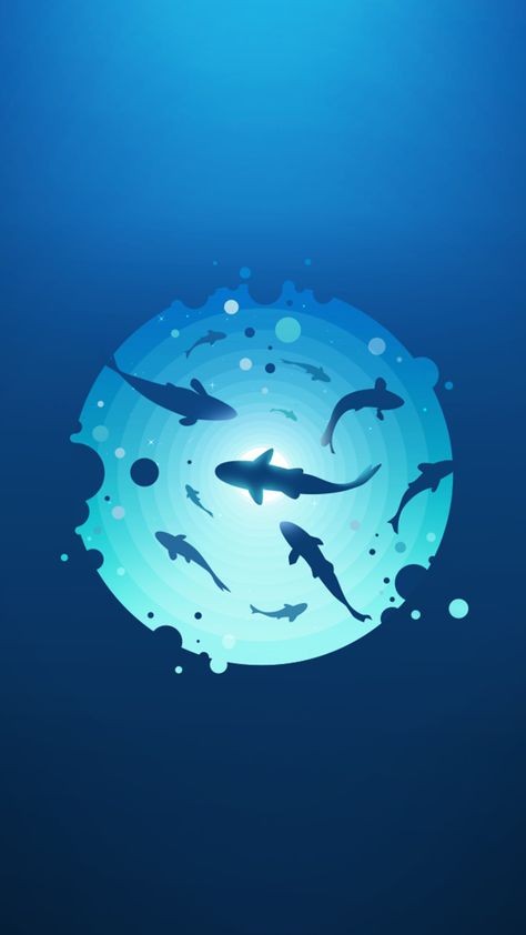 material style, minimalism, simple, simple background, cyan | 1080x1920 Wallpaper - wallhaven.cc In The Ocean, The Ocean, Fish, Wallpapers, Iphone, Water, Blue