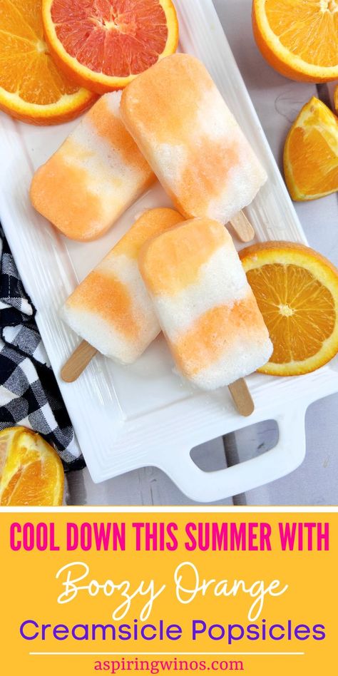 Cool Down This Summer with Boozy Orange Creamsicle Popsicles | Boozy Orange Creamsicle Popsicles | Boozy Popsicles | Summertime Popsicle Recipe | Beat The Heat with Boozy Orange Creamsicle Popsicles #BoozyPopsicles #SummerRecipes #BoozyOrangeCreamsiclePopsicles #OrangeCreamsiclePopsicles #PopsicleRecipes Cocktail Popsicles, Adult Popsicles, Boozy Pops, Boozy Ice Pops, Pudding Pops, Boozy Popsicles, Wine Cocktail Recipes, Blog Success, Creative Cocktails