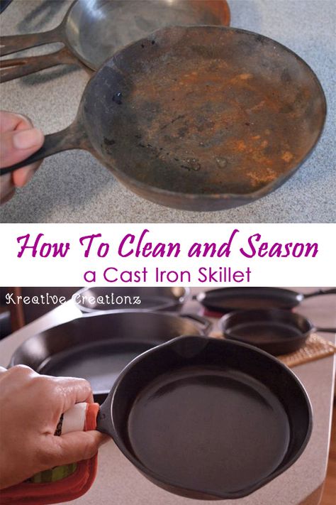 Season A Cast Iron Skillet, Cleaning Cast Iron Pans, Season Cast Iron, Cleaning Cast Iron Skillet, Season Cast Iron Skillet, Cast Iron Care, Cast Iron Skillets, Clean Baking Pans, Cast Iron Cleaning