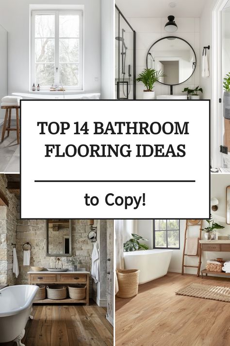 Get a stunning, stylish bathroom with these ideas for bathroom flooring. Bathroom Flooring Easy To Clean, Bathroom Linoleum Flooring Ideas, Laminate Wood Flooring In Bathroom, Organic Modern Bathroom Flooring, Lpv Flooring In Bathroom, Master Bath With Wood Tile Floor, Wood Floor Bathroom Master Bath, Bathrooms With Lvp Flooring, Large Bathroom Floor Tile Ideas