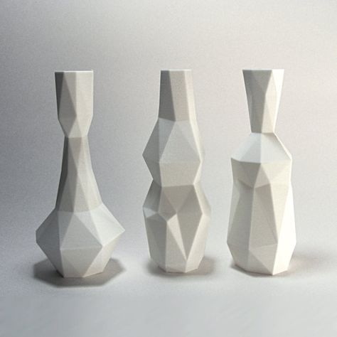 Tall White Vase, Ledge Decor, Art Picasso, Artsy Gift, Fluted Vase, Cubist Art, Picasso Style, 3d Printing Art, Polygon Art