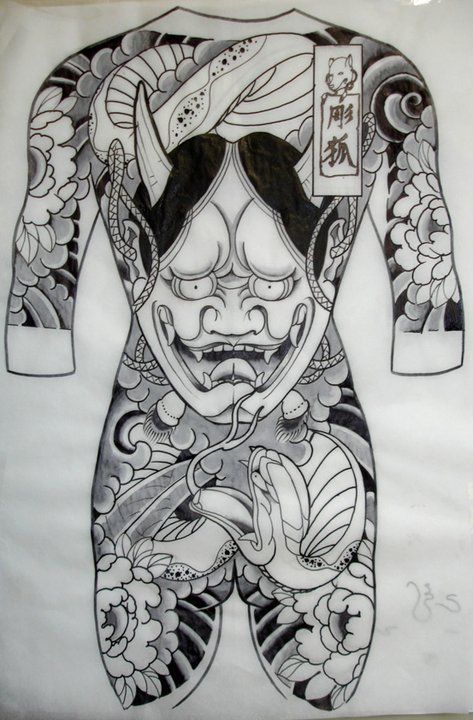 Artist: Arthur de Camargo Chest And Back Tattoo, Tattoo Homme, Japanese Back Tattoo, Oni Tattoo, Hanya Tattoo, Full Tattoo, Japanese Oni, Yakuza Tattoo, 42 Tattoo