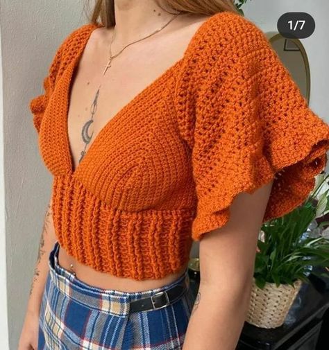 Crochet Crop Top Pattern, Diy Vetement, Crochet Tops Free Patterns, Crochet Dresses, Crochet Simple, Fits Inspo, Crochet Inspo, Crochet Fashion Patterns, Crochet Diy