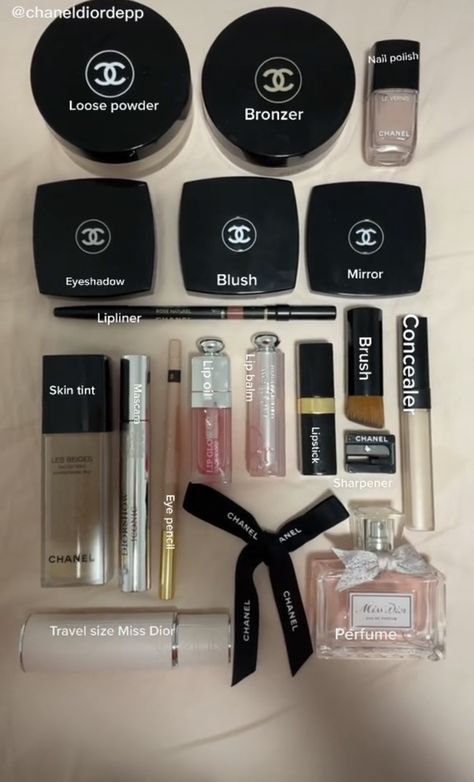 Chanel Perfume Travel Size, Chanel Makeup Products, Dior Makeup Aesthetic, Chanel Makeup Set, Chanel Products, Ace Design, Channel Makeup, Diesel Bag, Makeup Prices