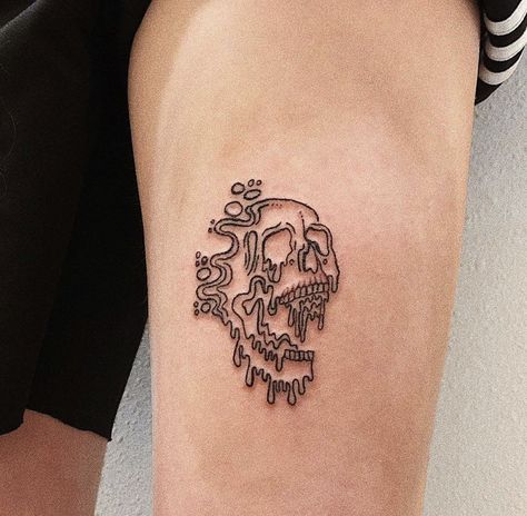 Drippy Skull Tattoo, Trippy Tattoo Designs, Emily Tattoo, Mens Face Tattoos, Uv Tattoos, Trippy Tattoo, Uv Tattoo, Demon Tattoo, Skeleton Tattoos