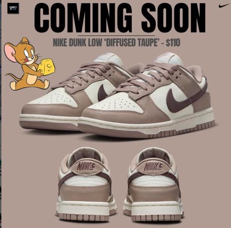 Nike Dunks low Brown and White limited time Tom and Jerry dunks!!! Nike Dunks Low, Nike App, Dunks Low, All Nike Shoes, Cute Nike Shoes, Cute Nikes, Girly Shoes, Swag Shoes, Tom And Jerry