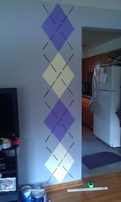 My argyle wall. Argyle Wall, Hunter Room, Dining Room Accent Wall, Room Accent Wall, Dining Room Accents, Girls Rooms, Guest Room Office, Wall Canvas Painting, Boys Bathroom