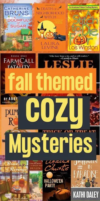 looking for a fall-themed cozy mysteries to read in 2023? here are the best list of Halloween, autumn themed books. Cozy Mystery Books Fall, Halloween Cozy Mysteries, Fall Reads 2024, Best Cozy Mysteries, Halloween Cozy Mystery Books, Fall Cozy Mysteries, Cozy Halloween Books, Cozy Autumn Reads, Cozy Mysteries Books