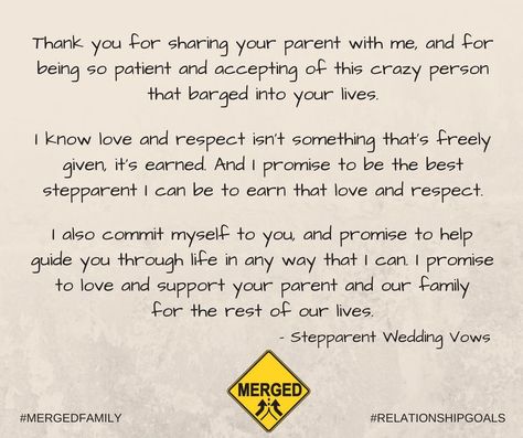 Perhaps sharing a portion of this message with your stepchildren could bring about a positive change in your relationship with them. It's never too late for a do-over. #MergedFamily #stepfamily #RelationshipGoals #weddingvows #doovers Wedding Vow To Step Daughter, Vows To My Stepson, Vows To My Stepdaughter, Wedding Vows To Step Son, Gifts For Step Kids At Wedding, Stepchildren Wedding, Vows To Step Son From Bride, Vows To Step Daughter From Bride, Vows To Step Son