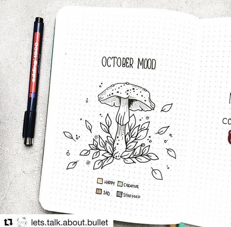 Mushroom Bullet Journal, Bullet Journal Theme Ideas, Journal Theme Ideas, Diy Bullet Journal, Bullet Journal Mood Tracker, Bullet Journal Mood, Bullet Journal Themes, Bullet Journal Spread, Journal Themes