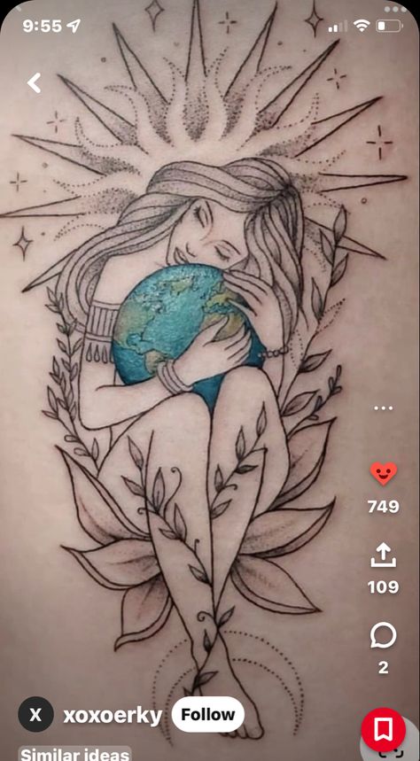 Virgo Women Tattoo, Mother Earth Tattoo, Left Arm Tattoos, Dragon Tattoo Ideas, Earth Tattoo, Mother Nature Tattoos, Virgo Tattoo, Beautiful Tattoos For Women, Taurus Tattoos