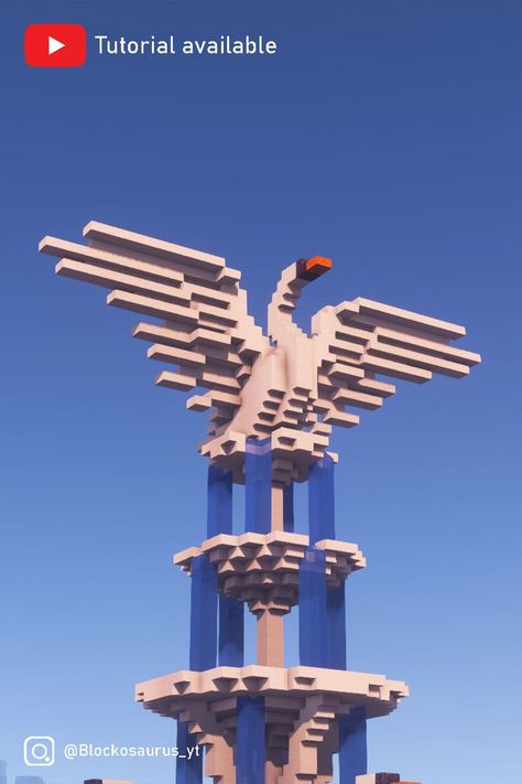 A big Minecraft fountain with swans. Tap image for schematic and tutorial! :) Big Fountain, Château Minecraft, Luxurious Palace, Minecraft Fountain, Minecraft Statues, Rumah Minecraft Sederhana, Minecraft Structures, Bangunan Minecraft, Minecraft Farm