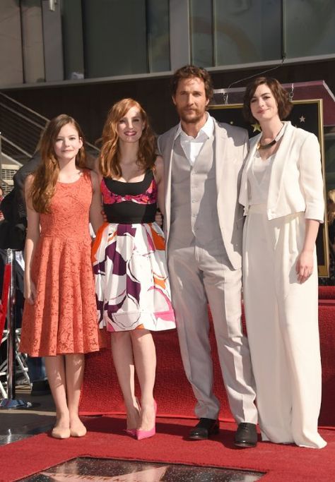 Matthew McConaughey, Anne Hathaway, Jessica Chastain, and Mackenzie Foy Interstellar 2014, Chris Nolan, Emma Thomas, Nolan Film, Mackenzie Foy, Contemporary Clothes, Christopher Nolan, Matthew Mcconaughey, November 17