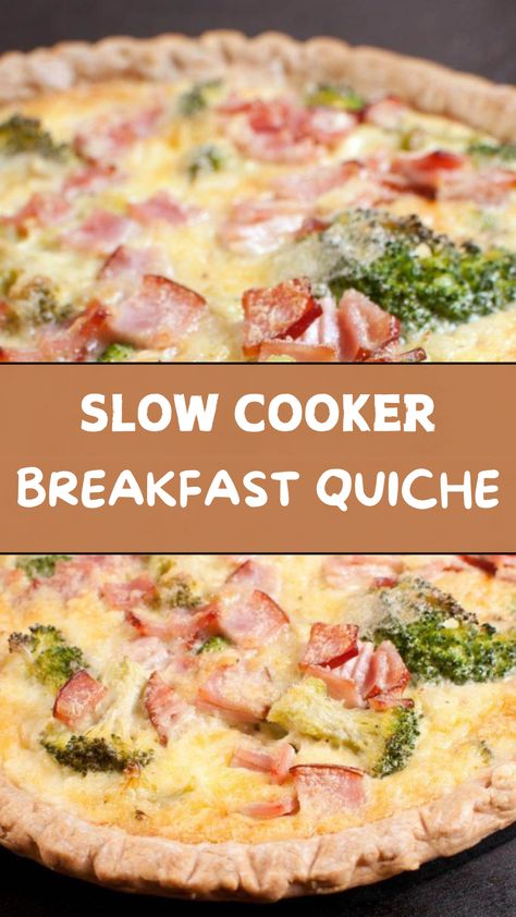 Slow Cooker Breakfast Quiche Crockpot Quiche Slow Cooker, Slow Cooker Quiche, Crockpot Quiche, Ham And Cheese Breakfast, Smoked Mozzarella, Breakfast Crockpot Recipes, Easy Quiche, Slow Cooker Breakfast, Chopped Ham