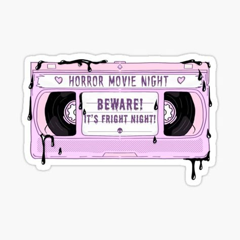 Horror movie night sticker. BEWARE, it's Fright Night! • Millions of unique designs by independent artists. Find your thing. Pastel Clipart, Horror Movie Night, Pastel Goth Art, Spooky Stickers, Catty Noir, Cocoppa Wallpaper, Goth Art, Planner Sticker, Halloween Stickers