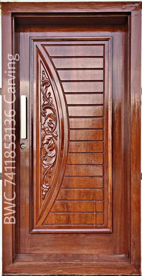 Teak Wood Main Door Design, Teak Wood Main Door, Wood Main Door, Door Design Entrance, Single Main Door Designs, Main Door Design Photos, Latest Door Designs, Pooja Door, Wood Front Entry Doors