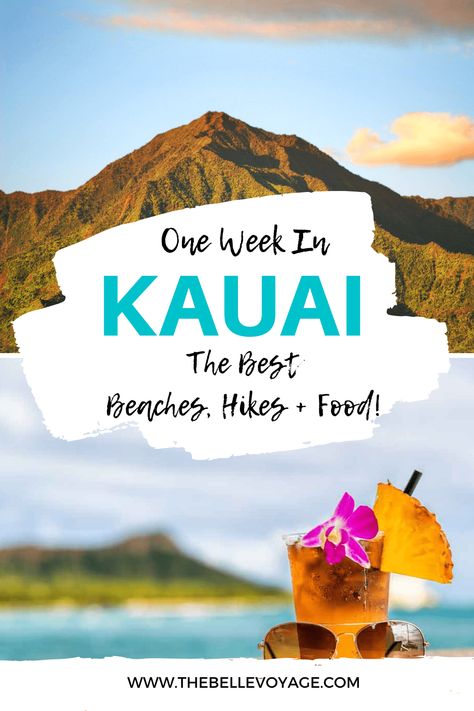 This 7 day Kauai itinerary is the essential travel guide for vacation in Kauai, Hawaii! It includes all of the best things to do in Kauai, and a 7 day Kauai itinerary to plan your trip. If you’re looking for what to do in Kauai, this guide has all of the must do hikes in Kauai, the best beaches in Kauai, the best food, and where to stay to make your Kauai vacation memorable. For adventure in Kauai from Poipu to Princeville, this guide has everything you need to plan your trip! Kauai Itinerary, Princeville Kauai, Things To Do In Kauai, Hawaii Vacation Tips, Hawaii Packing, Hawaii Hikes, Tahiti Nui, Hawaii Itinerary, Kauai Travel