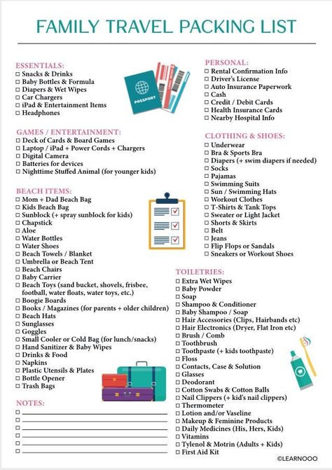 Family Travel Packing List | Instant download | Printable Family Trip Packing List, Family Travel Packing List, Packing List For Vacation With Kids, Beach Packing List Family, Travel List Packing, Family Vacation Packing List, Wyoming Trip, Holiday Packing List, Family Packing List