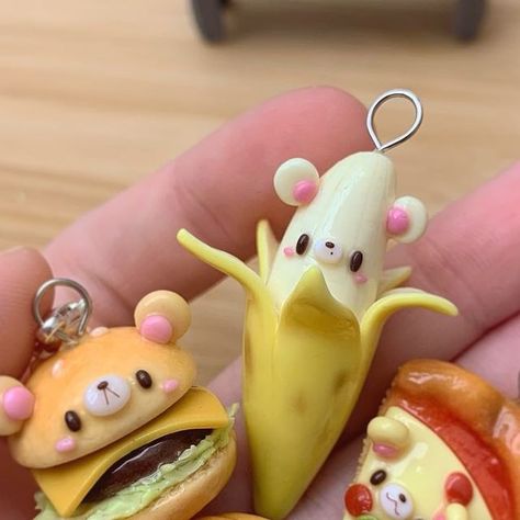 ♡ⒸⓁⒶⓇⒶ♡ on Instagram: "Hi everyone👋💕 Here is my collection of bear inspired food💖😂. I want to make more of them but I don’t know which food I should make next😓 if  you have any idea please comment or just DM me🥰 Byeee💕 • • • • #polymerclay #fimo #fimoclay #charm #premo #sculpey #artwork #art #handmadewithlove #handmade  #summer #clay #clayartist #premoclay #handmadewithlove #claycharm #charms #sculpy #fimoart #artist #polymer #sculpyclay #art🎨 #cute #fimosoft #fimoclayclara #kawaii #myfimo" Bear Clay Charm, Christmas Polymer Clay Charms, Polymer Clay Charm Ideas, Diy Clay Charms, Polymer Clay Charms Diy, Sculpey Clay Ideas, Polymer Clay Charms Kawaii, Kawaii Clay Charms, Clay Charms Kawaii